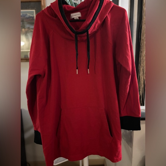 Liz Claiborne Tops - Liz Claiborne Red Cowl Neck Lightweight Sweatshirt